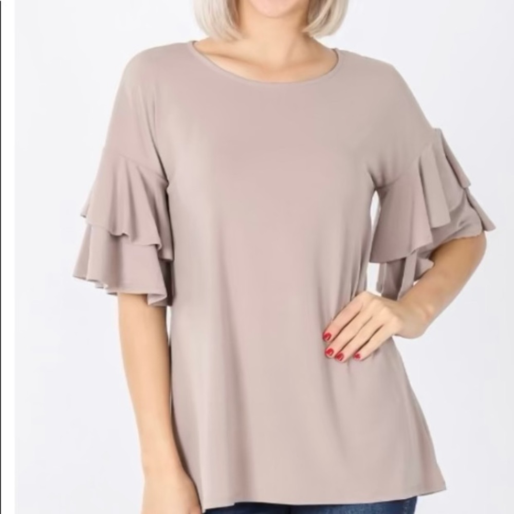 Double Ruffle Sleeve Blouse— Dark Rust Color - Picture 2 of 2